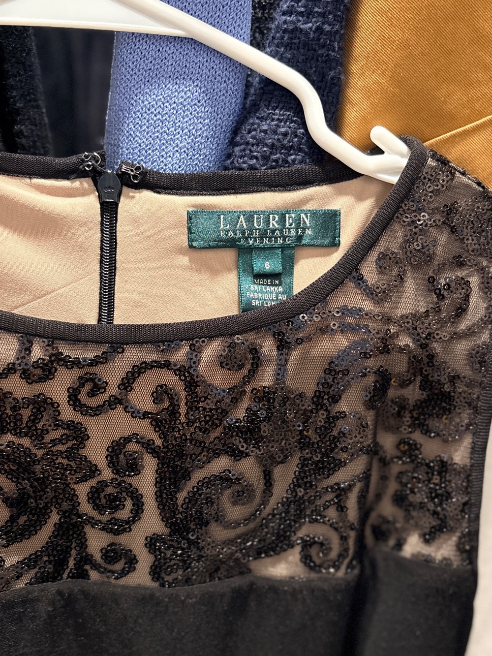 Lauren Ralph Lauren Black Sequin Embellished Mesh Dress